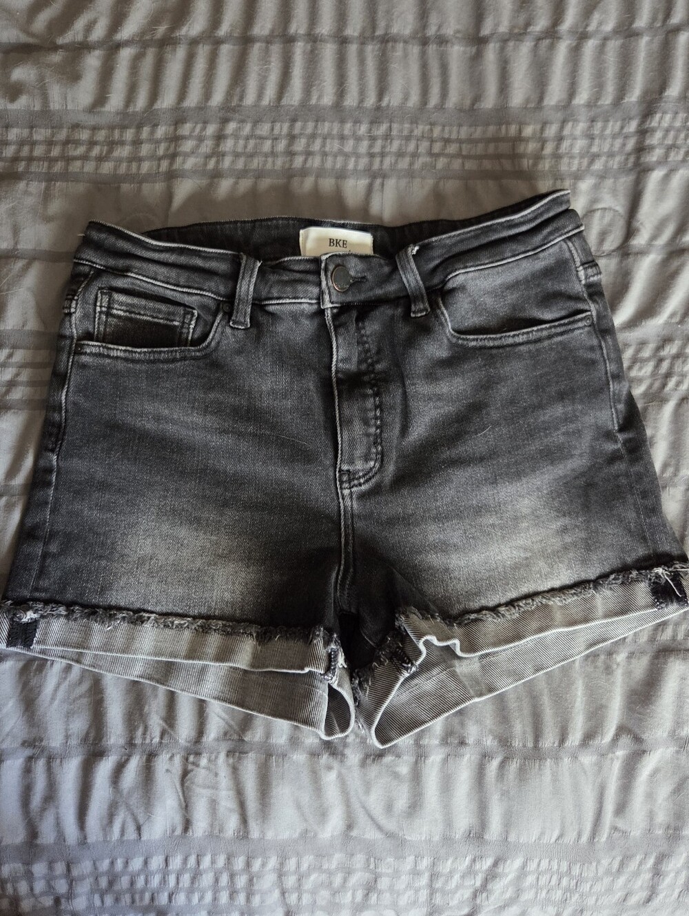 BKE Women's High-Waist Faded Black Denim Shorts